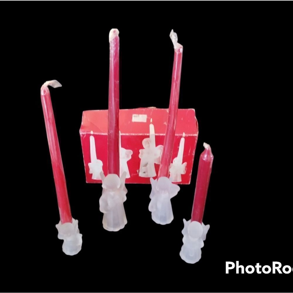 Vintage Bloomingdale's frosted crystal angel candleholders